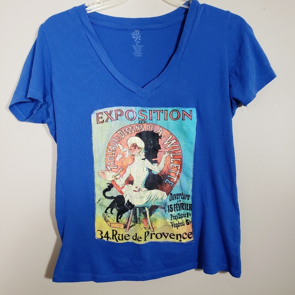 3/$25 Radio Days Movie Graphic V Neck Blue Tshirt